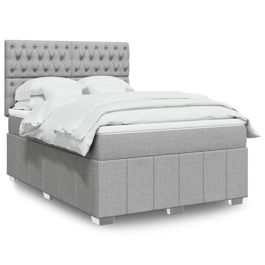 Boxspring met matras stof lichtgrijs 140x200 cm
