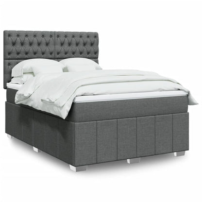 Boxspring met matras stof donkergrijs 140x200 cm