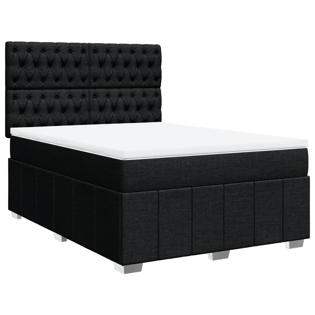 Boxspring met matras stof zwart 140x200 cm