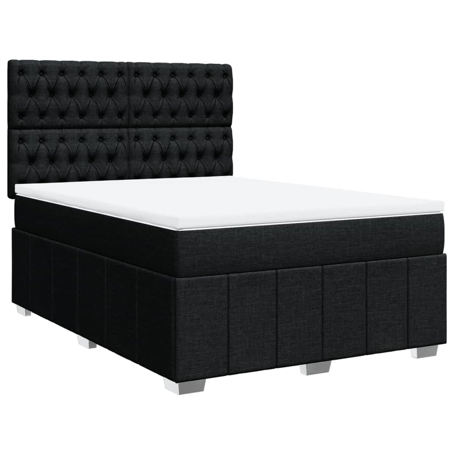 Boxspring met matras stof zwart 140x200 cm