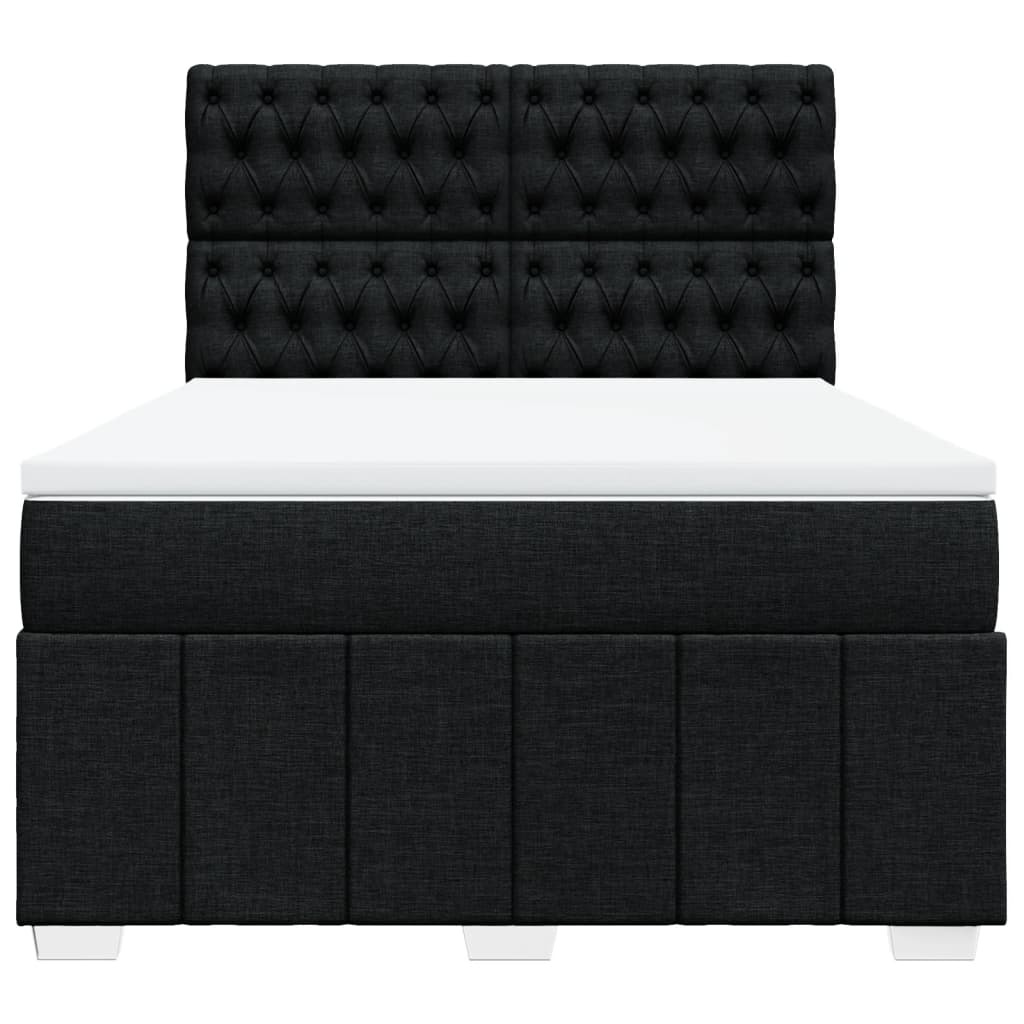 Boxspring met matras stof zwart 140x200 cm