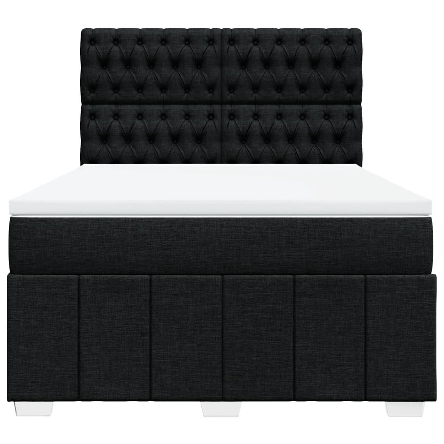 Boxspring met matras stof zwart 140x200 cm
