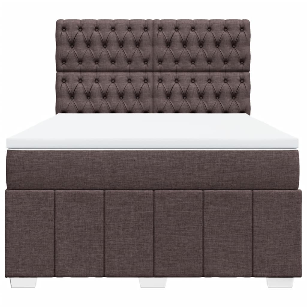 Boxspring met matras stof donkerbruin 140x200 cm