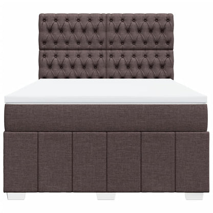Boxspring met matras stof donkerbruin 140x200 cm