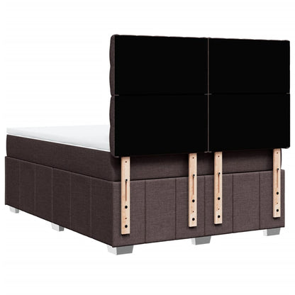 Boxspring met matras stof donkerbruin 140x200 cm