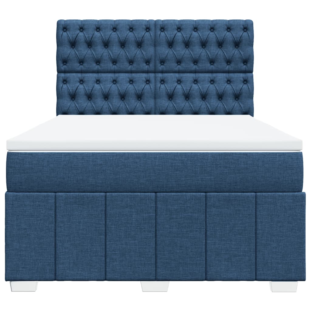 Boxspring met matras stof blauw 140x200 cm