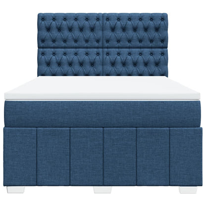 Boxspring met matras stof blauw 140x200 cm