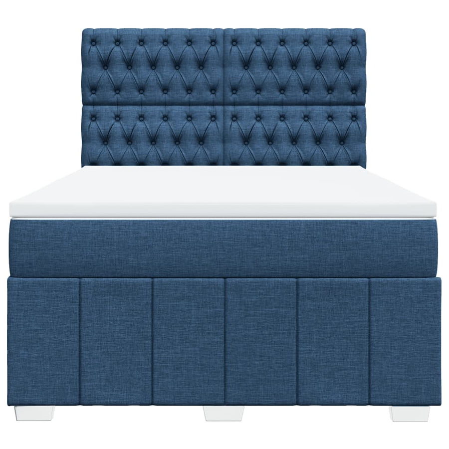 Boxspring met matras stof blauw 140x200 cm