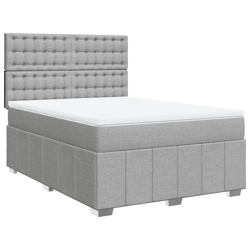 Boxspring met matras stof lichtgrijs 140x200 cm