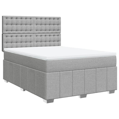 Boxspring met matras stof lichtgrijs 140x200 cm