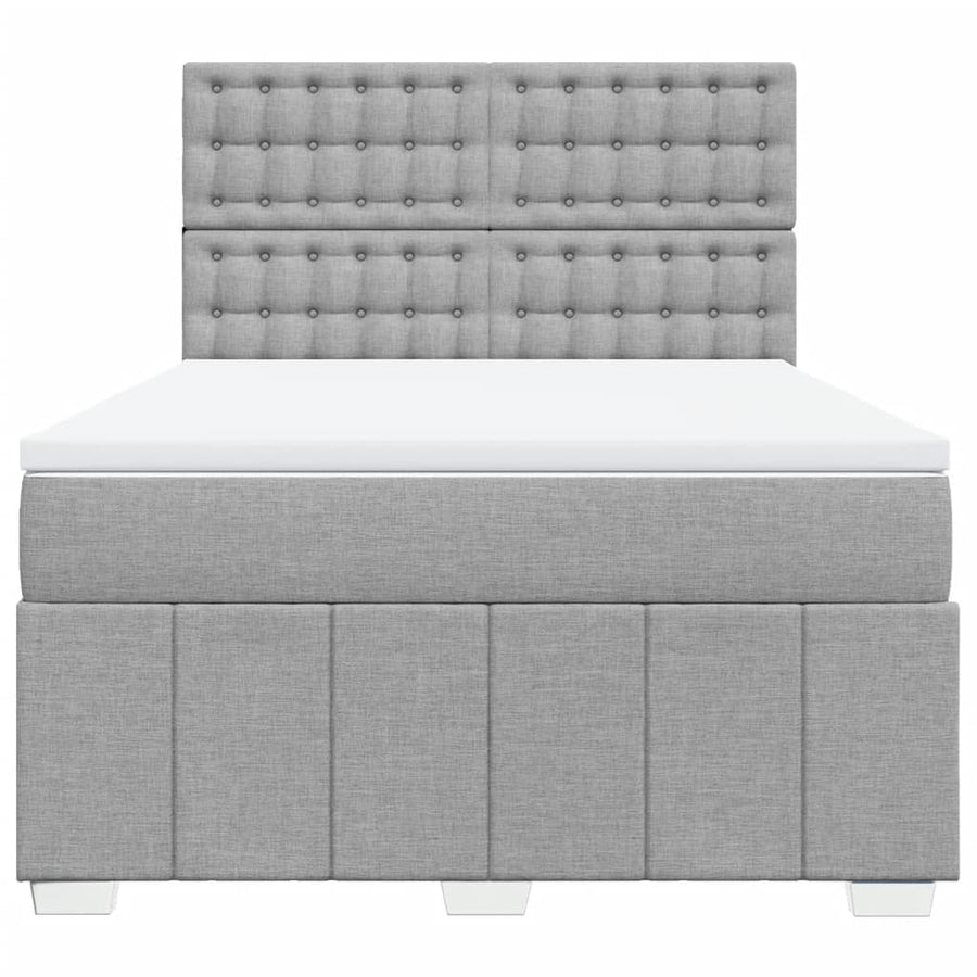 Boxspring met matras stof lichtgrijs 140x200 cm