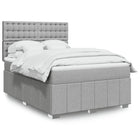 Box spring with light grey fabric mattress 140x200 cm