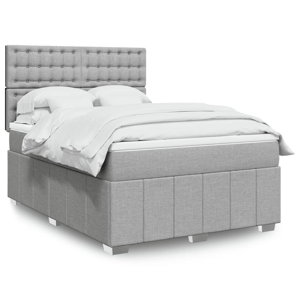 Boxspring met matras stof lichtgrijs 140x200 cm