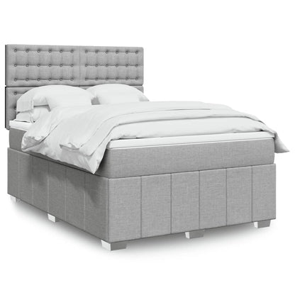 Boxspring met matras stof lichtgrijs 140x200 cm