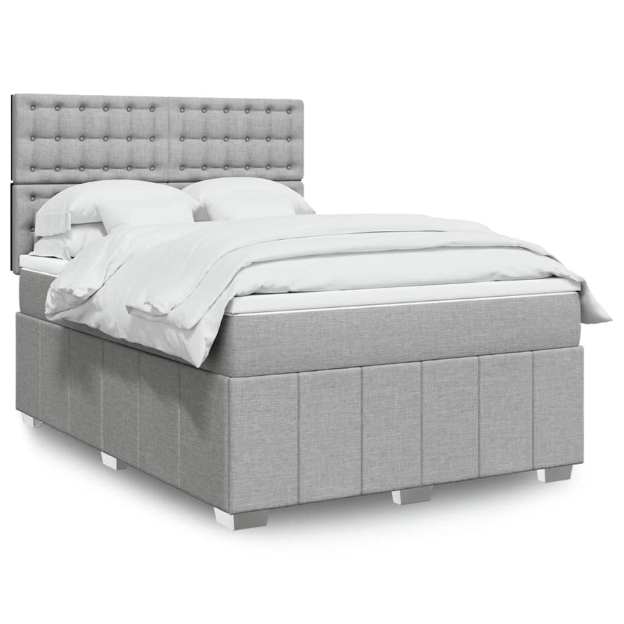Boxspring met matras stof lichtgrijs 140x200 cm