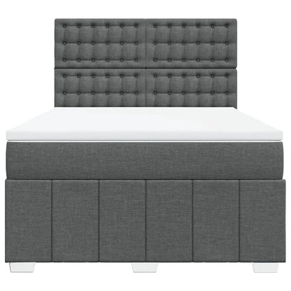 Boxspring met matras stof donkergrijs 140x200 cm