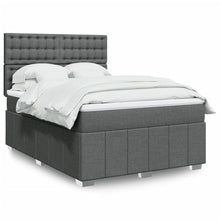 Boxspring met matras stof donkergrijs 140x200 cm