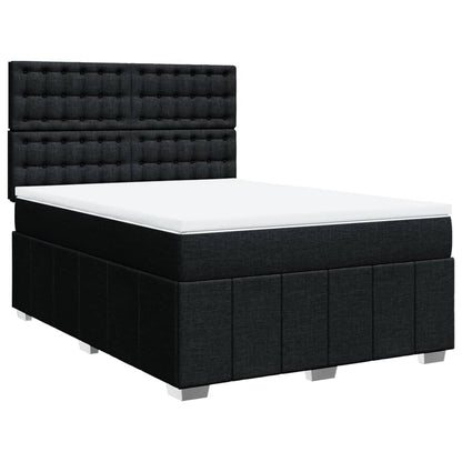 Boxspring met matras stof zwart 140x200 cm