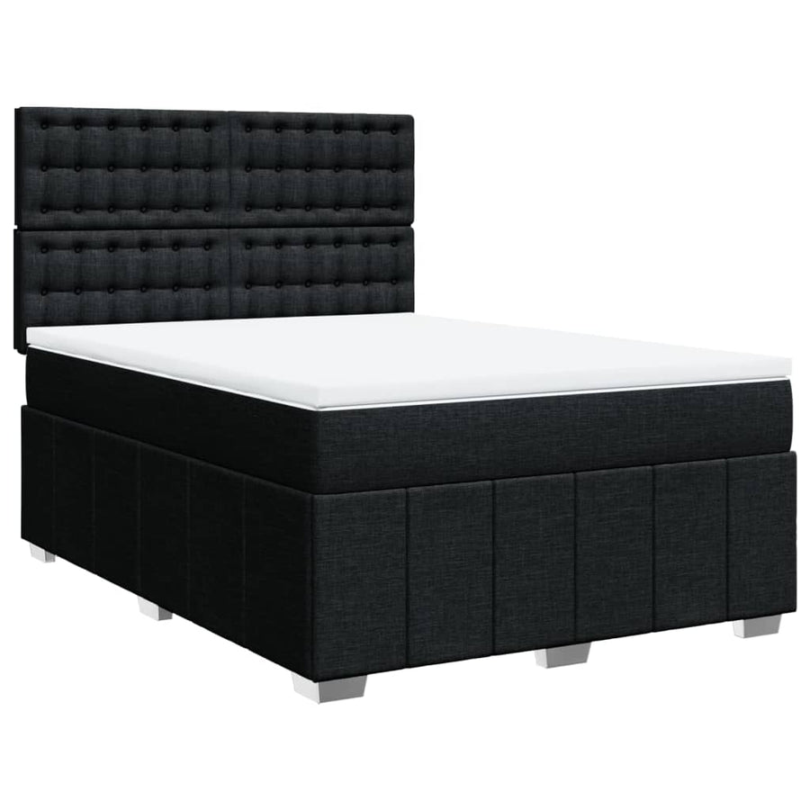 Boxspring met matras stof zwart 140x200 cm