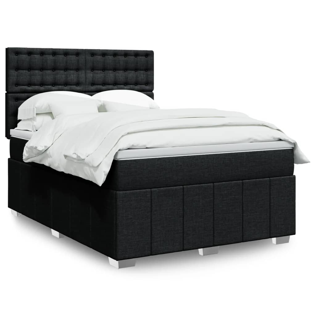 Boxspring met matras stof zwart 140x200 cm