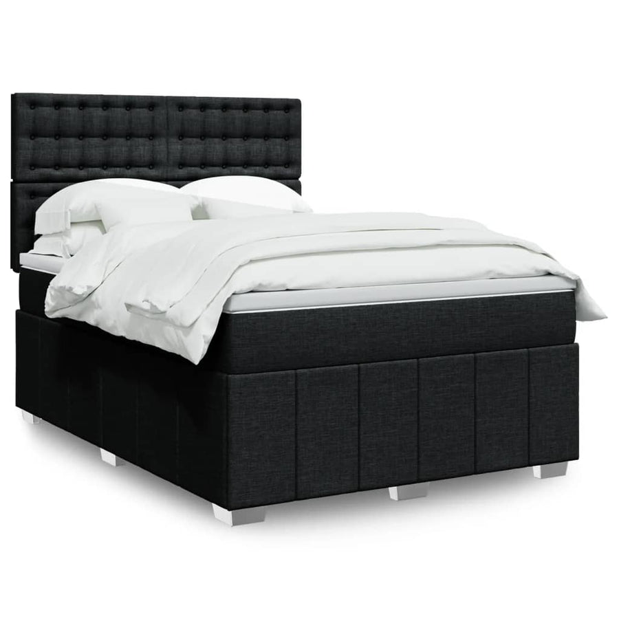 Boxspring met matras stof zwart 140x200 cm