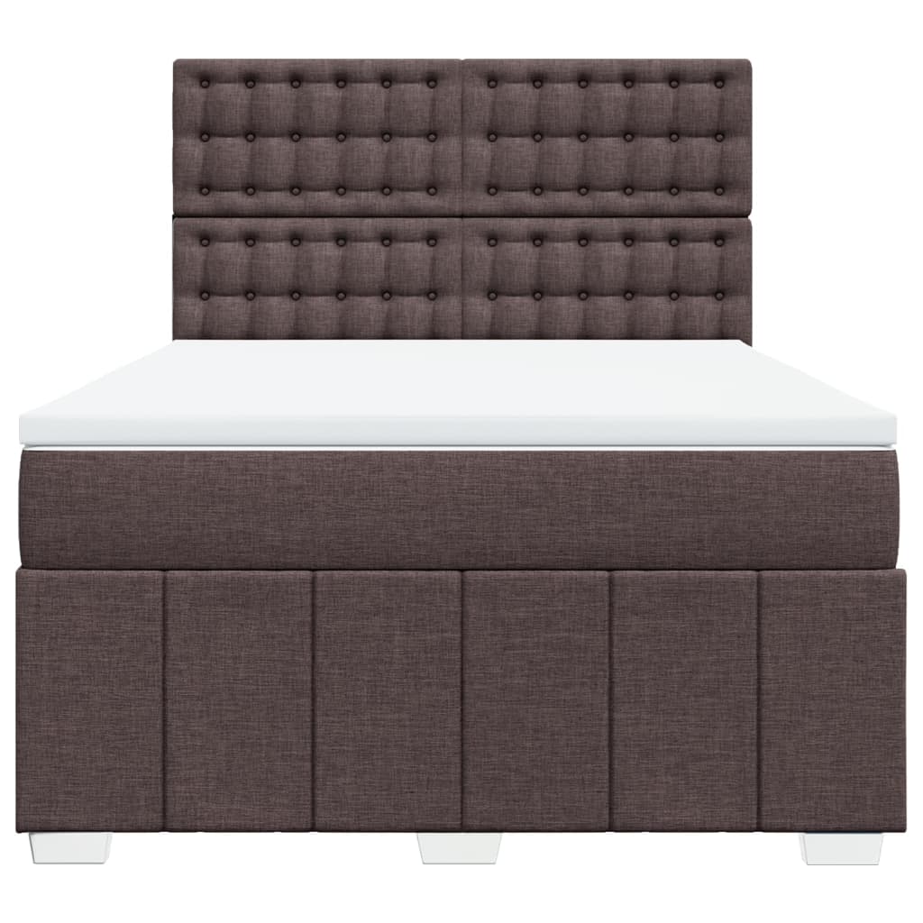 Boxspring met matras stof donkerbruin 140x200 cm