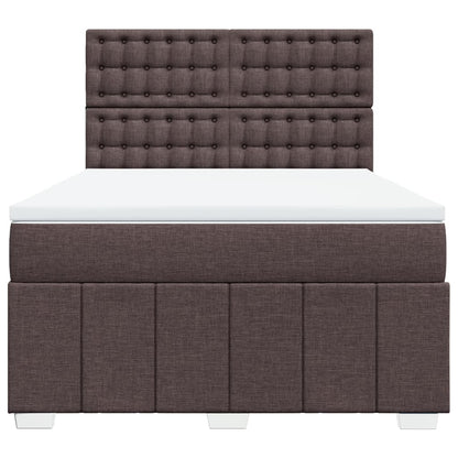 Boxspring met matras stof donkerbruin 140x200 cm