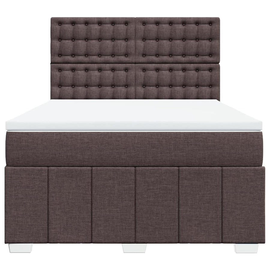 Boxspring met matras stof donkerbruin 140x200 cm