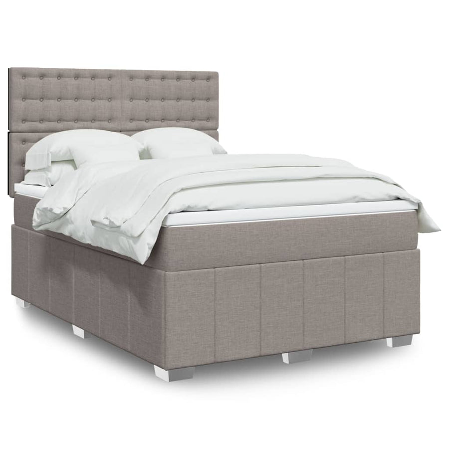 Boxspring met matras stof taupe 140x200 cm