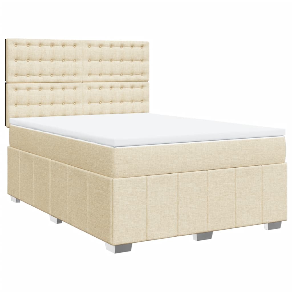 Boxspring met matras stof crèmekleurig 140x200 cm