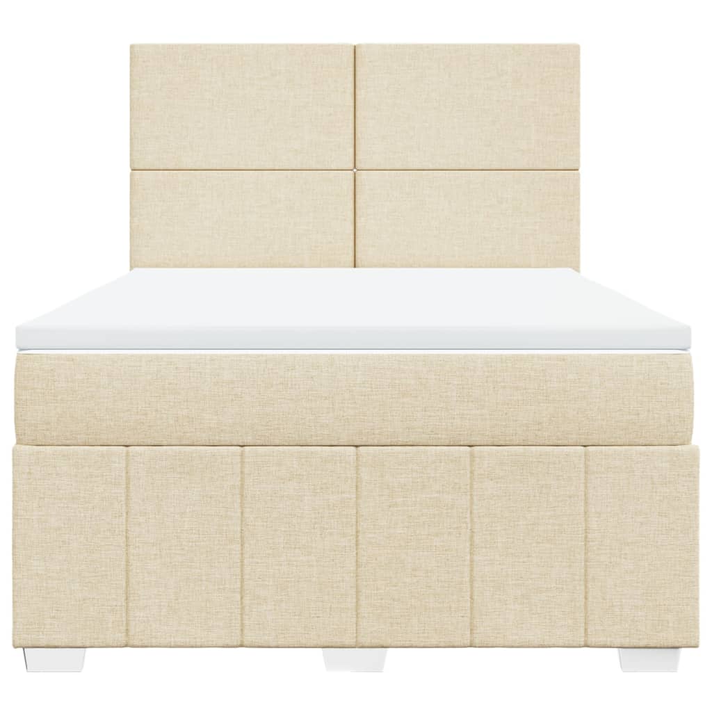 Boxspring met matras stof crèmekleurig 160x200 cm