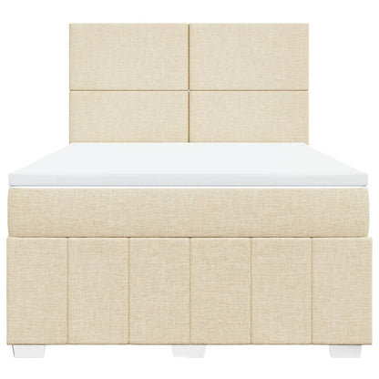 Boxspring met matras stof crèmekleurig 160x200 cm