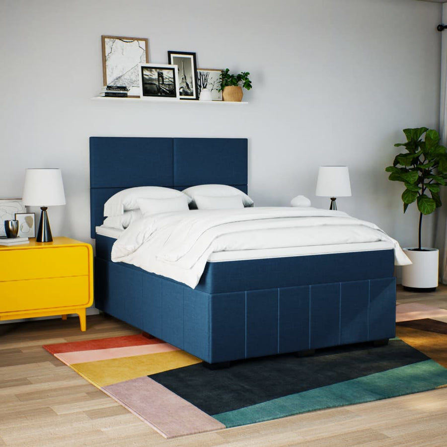 Boxspring met matras stof blauw 160x200 cm