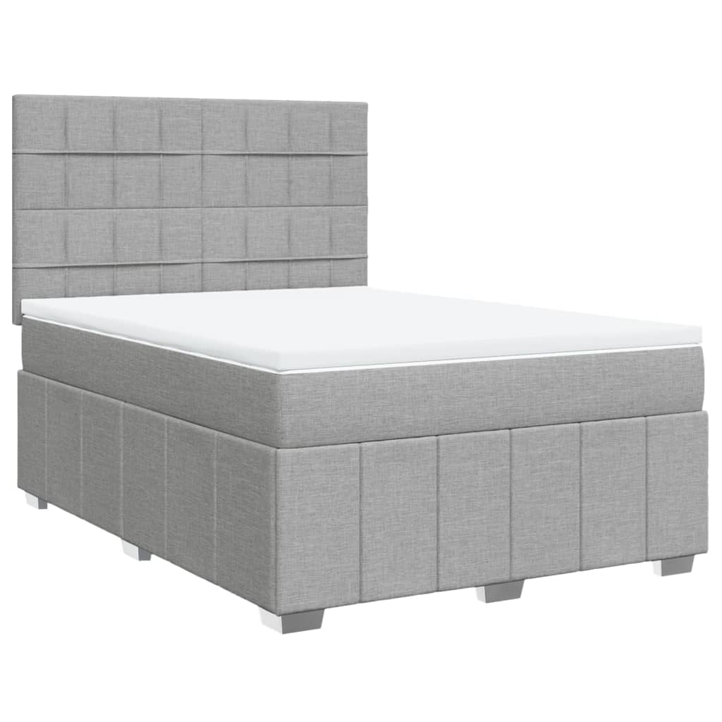 Boxspring met matras stof lichtgrijs 160x200 cm