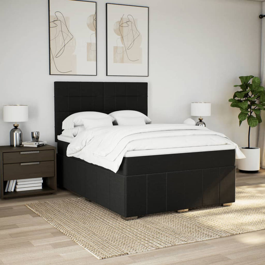Boxspring met matras stof zwart 160x200 cm