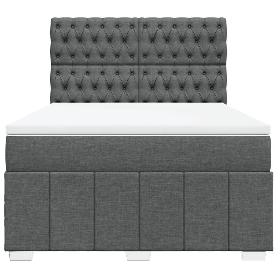 Boxspring met matras stof donkergrijs 160x200 cm