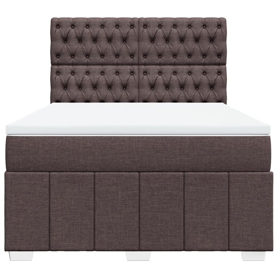 Boxspring met matras stof donkerbruin 160x200 cm