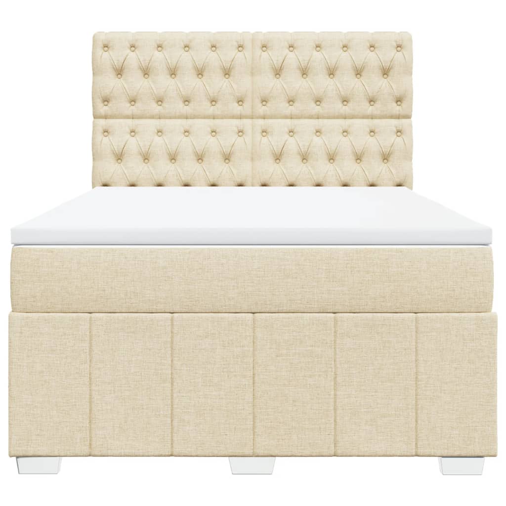 Boxspring met matras stof crèmekleurig 160x200 cm