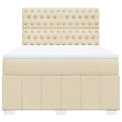 Boxspring met matras stof crèmekleurig 160x200 cm