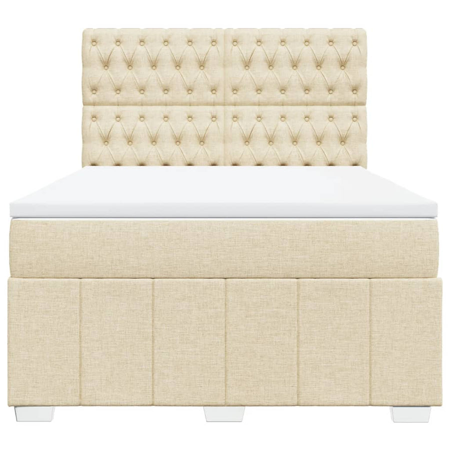 Boxspring met matras stof crèmekleurig 160x200 cm