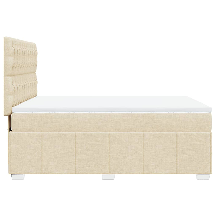Boxspring met matras stof crèmekleurig 160x200 cm
