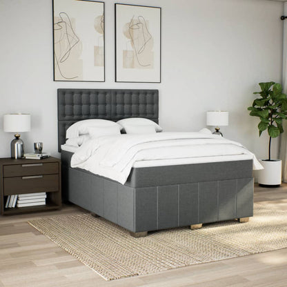 Boxspring met matras stof donkergrijs 160x200 cm