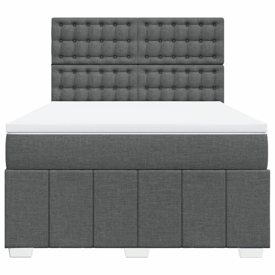 Boxspring met matras stof donkergrijs 160x200 cm