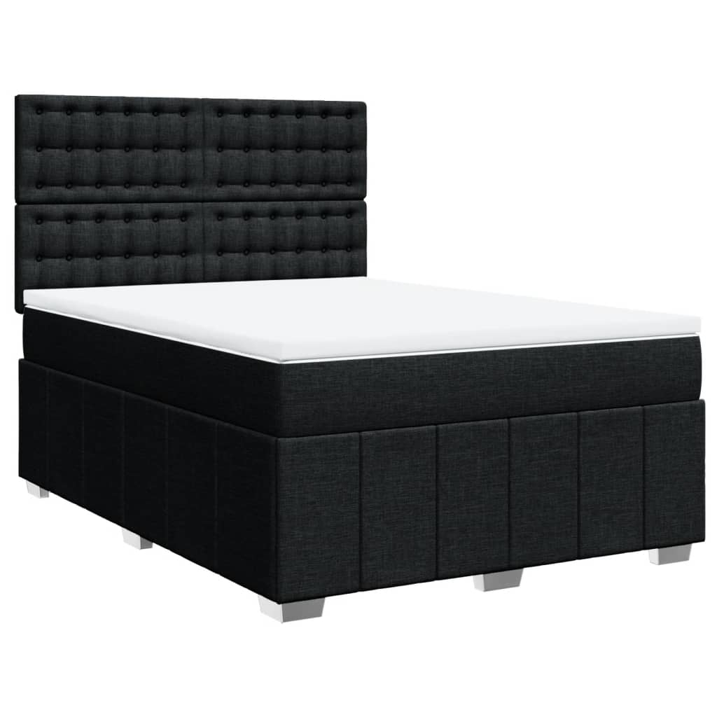 Boxspring met matras stof zwart 160x200 cm