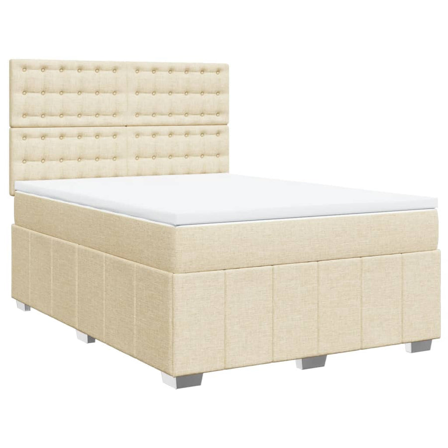Boxspring met matras stof crèmekleurig 160x200 cm
