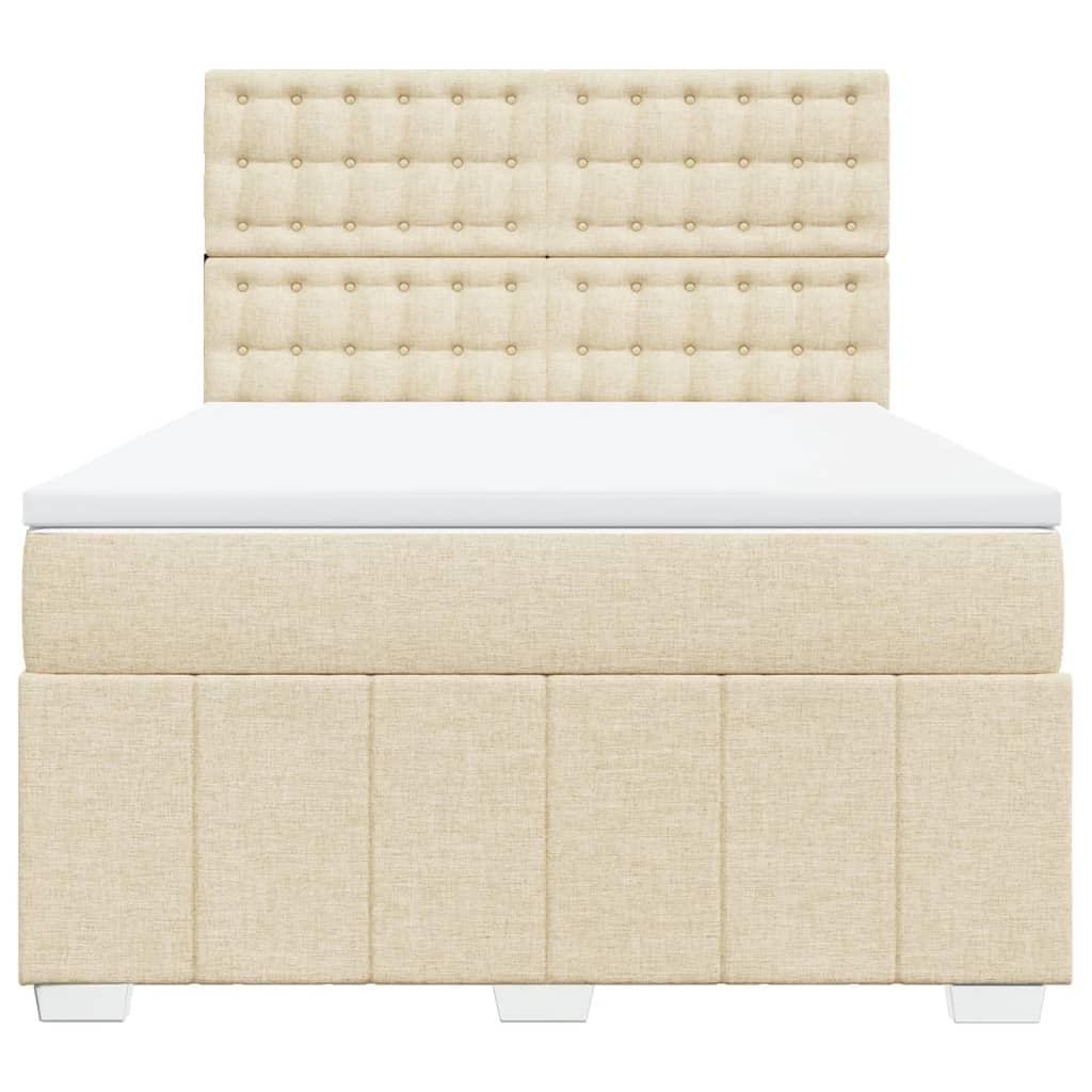 Boxspring met matras stof crèmekleurig 160x200 cm