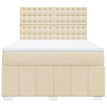 Boxspring met matras stof crèmekleurig 160x200 cm