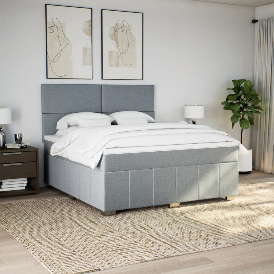 Boxspring met matras stof lichtgrijs 180x200 cm