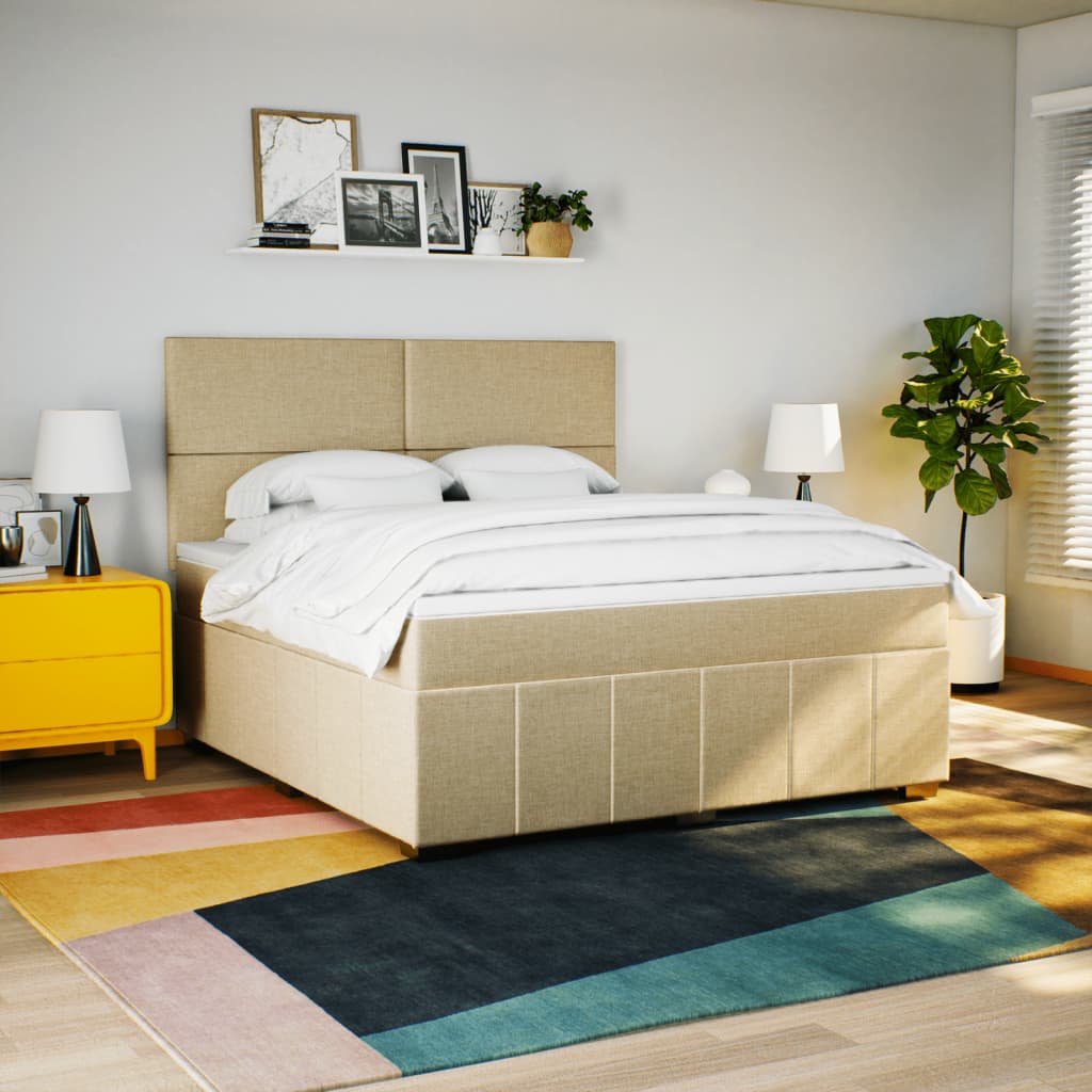 Boxspring met matras stof crèmekleurig 180x200 cm