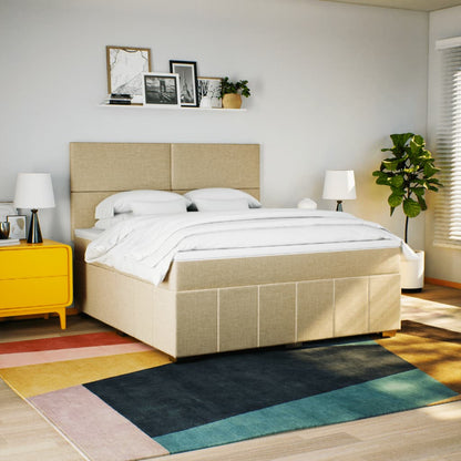 Boxspring met matras stof crèmekleurig 180x200 cm